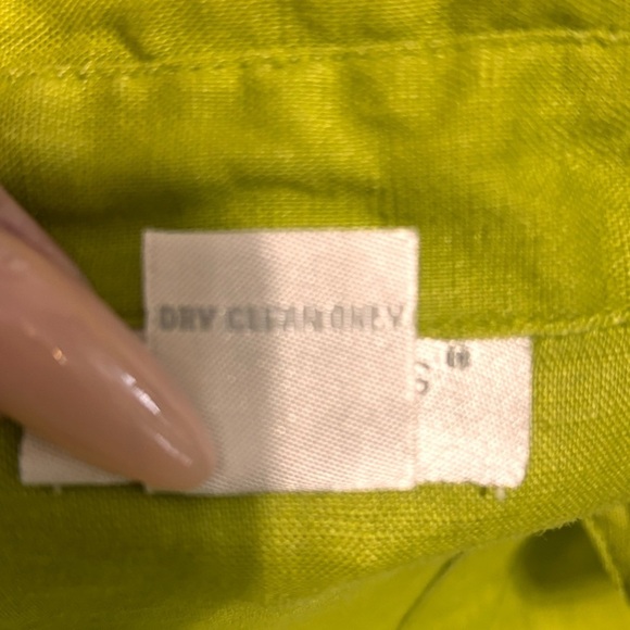 Tweeds lime green linen 2X short sleeve button down - Picture 4 of 6